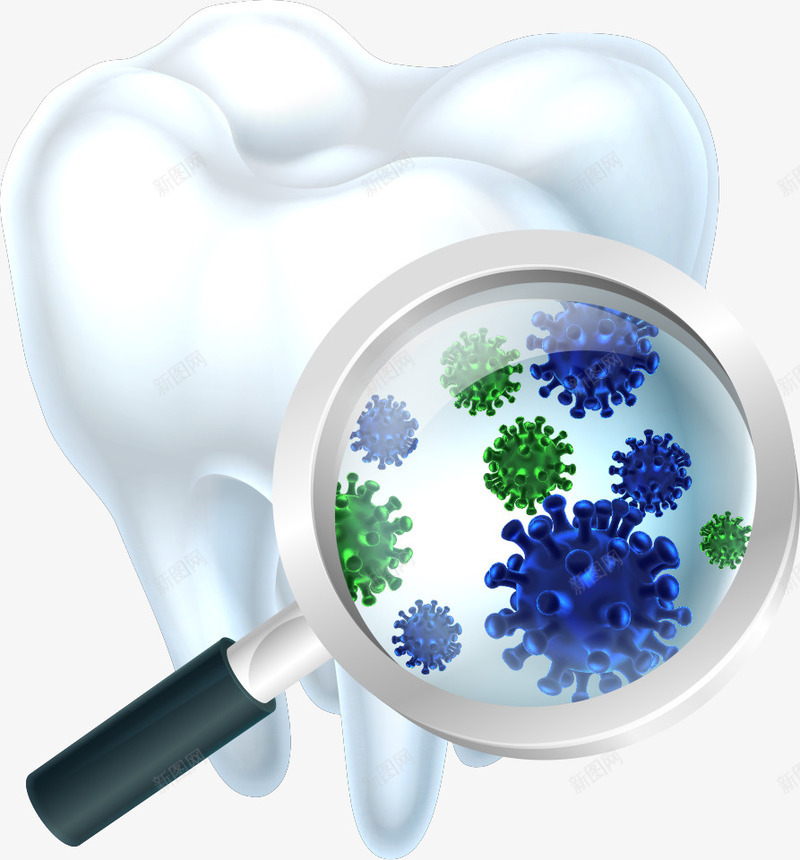 牙齿细菌png免抠素材_新图网 https://ixintu.com 卡通牙齿 显微镜 牙齿 矢量牙齿 细菌