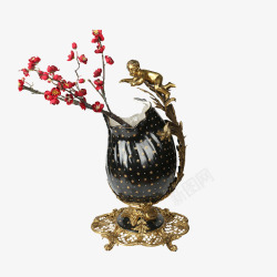 软装家居饰品陶瓷工艺品黑色花瓶素材