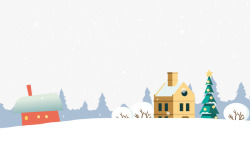 雪地房子圣诞插画背景元素图高清图片