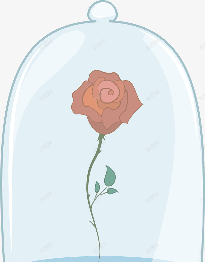 玻璃罩里的玫瑰花png免抠素材_新图网 https://ixintu.com 永生玫瑰 玫瑰花 玻璃罩 矢量素材 红玫瑰