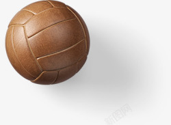 手绘棕色排球海报素材
