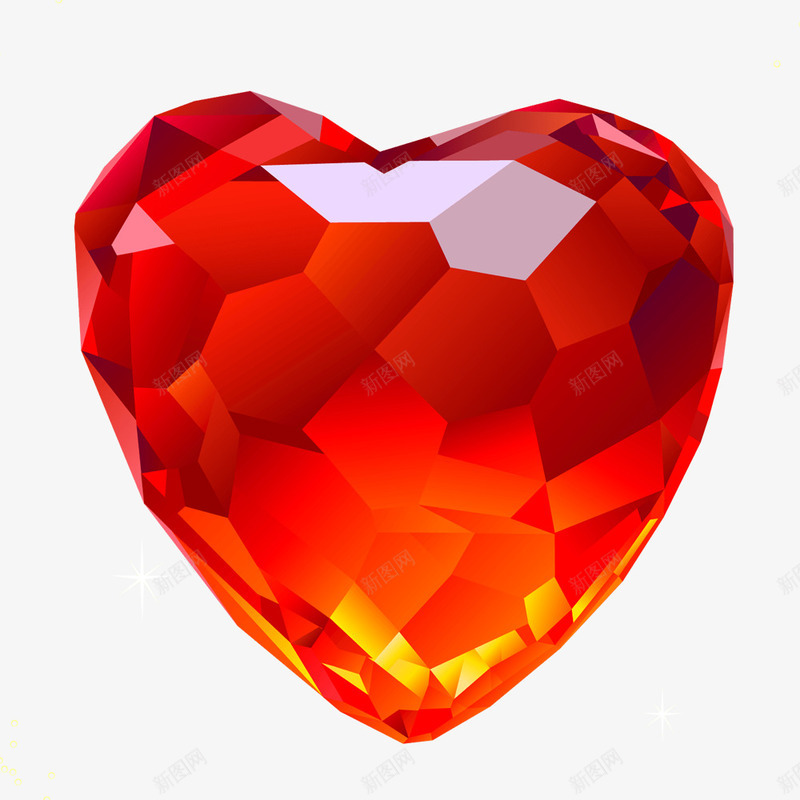 红色心形钻石png免抠素材_新图网 https://ixintu.com 多边形 材质坚硬 珠宝PNG素材 美观 饰品