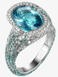 产品实物蓝色碧玺钻石全镶嵌戒指素材