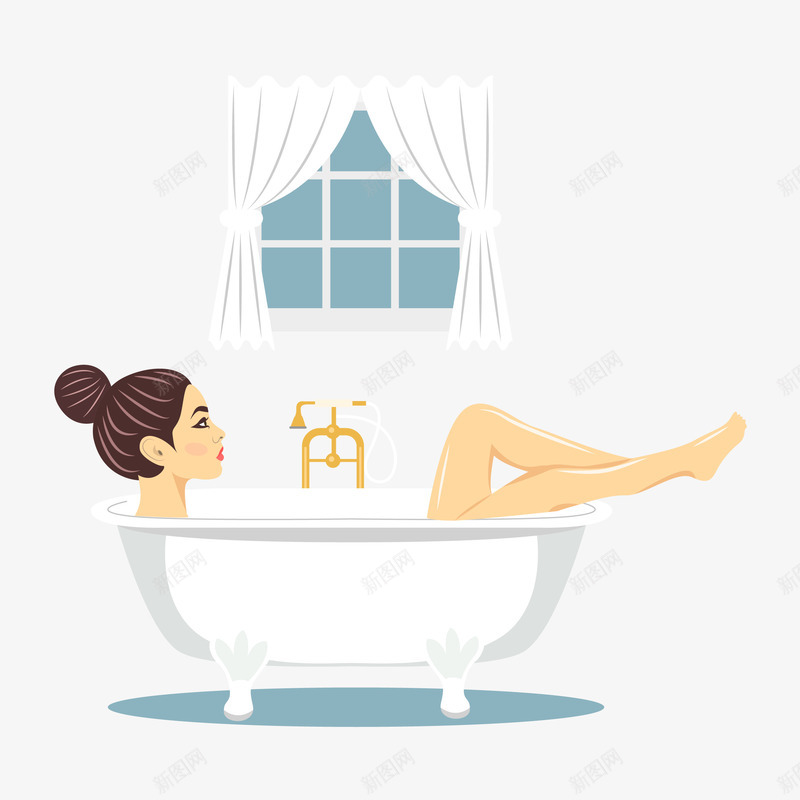 卡通洗澡的女人矢量图eps免抠素材_新图网 https://ixintu.com 女人 女人洗澡 洗澡 洗澡女人 洗白白 洗白白的女人 矢量图