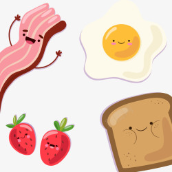 面包鸡蛋卡通表情早餐食物高清图片