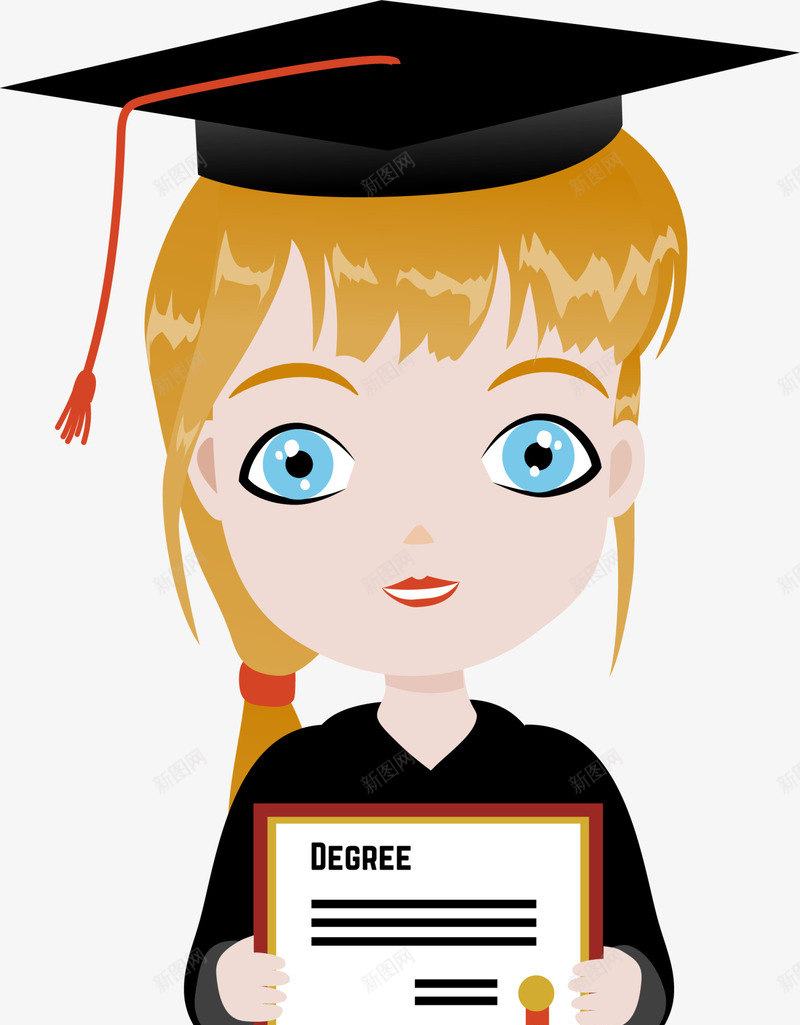 开学季拿着奖章的女孩png免抠素材_新图网 https://ixintu.com 博士帽子 女博士 学习 开学季 拿着奖章的女孩 黑色帽子
