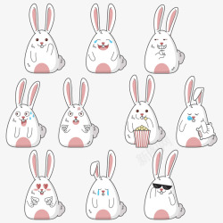 鎵嬬粯娌欐纺兔子表情符号的表达矢量图高清图片