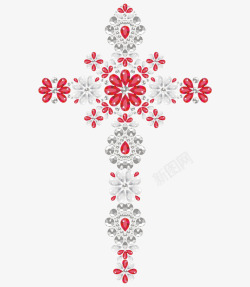 钻石花朵十字架素材