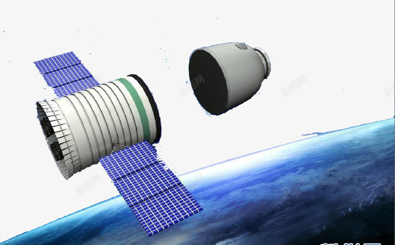 神舟飞船返回舱和推进舱分离psd免抠素材_新图网 https://ixintu.com 中国航天 神舟飞船 航天基地