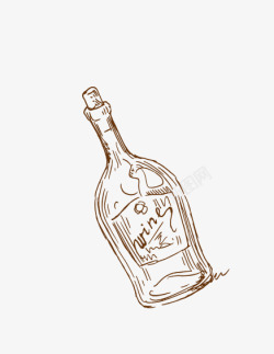 线稿红酒瓶酒瓶高清图片