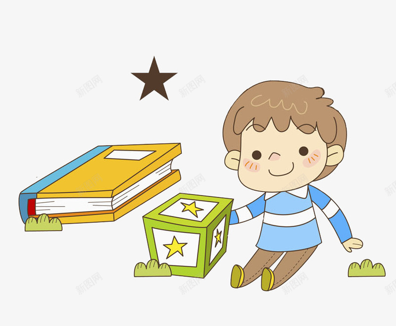 坐着玩耍的小男孩png免抠素材_新图网 https://ixintu.com 书本 卡通 可爱的 坐着的小朋友 学习 小男孩 帅气的 魔方