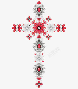 钻石花朵十字架素材