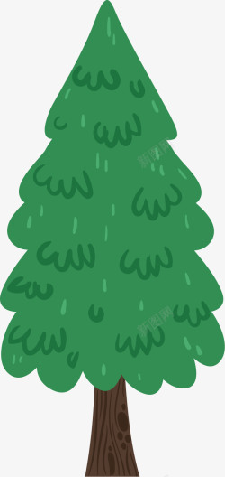 棕色的松鼠绿色的松树矢量图高清图片