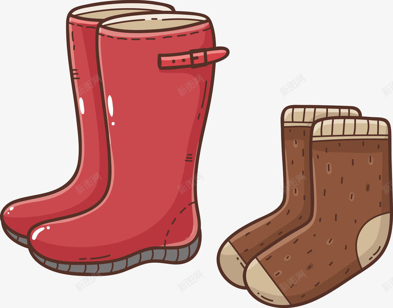 红色的靴子和棕色的袜子矢量图eps免抠素材_新图网 https://ixintu.com 袜子 靴子 靴子png 靴子矢量图 鞋子 矢量图