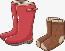 红色靴子红色的靴子和棕色的袜子矢量图高清图片