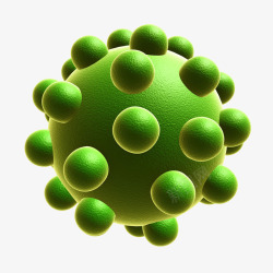 艾滋病毒颗粒立体插画绿色病毒颗粒立体插画高清图片
