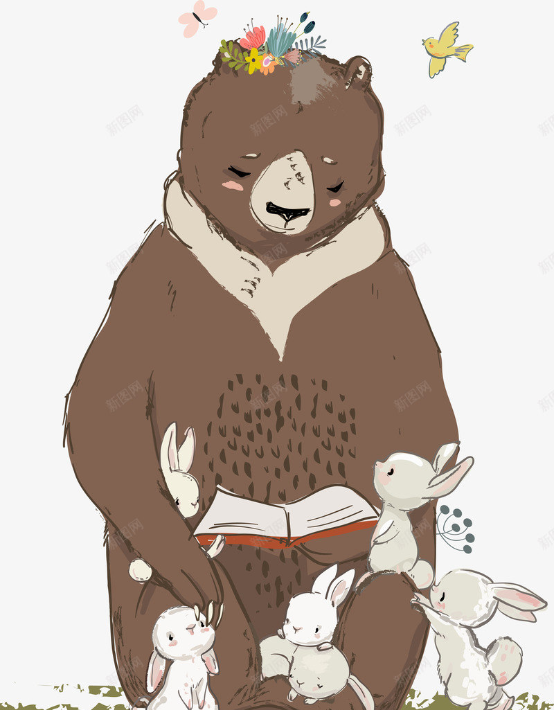 看书的棕色小熊png免抠素材_新图网 https://ixintu.com 小熊 手绘 棕色 看书