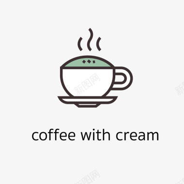 带奶油的咖啡图标矢量图图标
