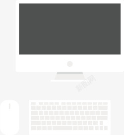 台式电脑与键盘白色台式电脑键盘矢量图高清图片