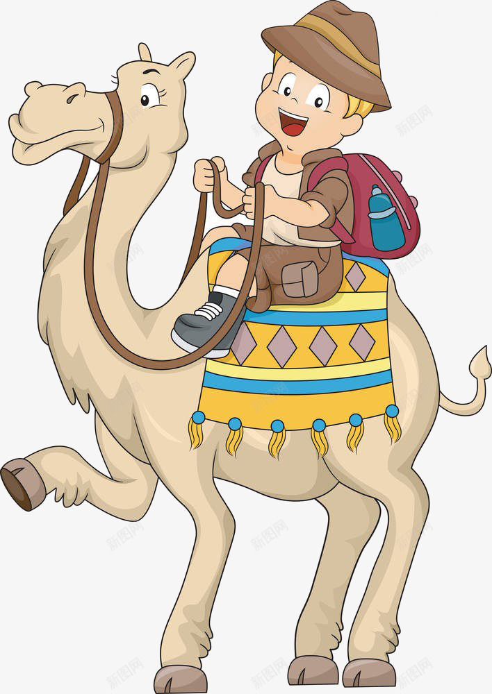 卡通骆驼男孩png免抠素材_新图网 https://ixintu.com 免抠男孩骑骆驼 卡通 男孩 骆驼