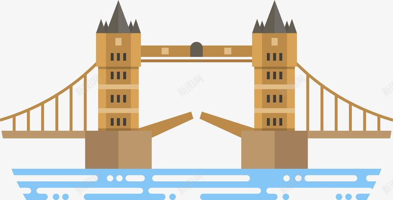 伦敦桥矢量图ai免抠素材_新图网 https://ixintu.com 伦敦桥 桥 棕色 矢量图