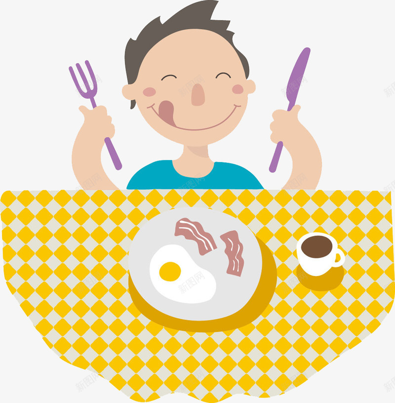 吃早餐的男孩png免抠素材_新图网 https://ixintu.com 快餐 早餐 男孩 美食 西餐 食物