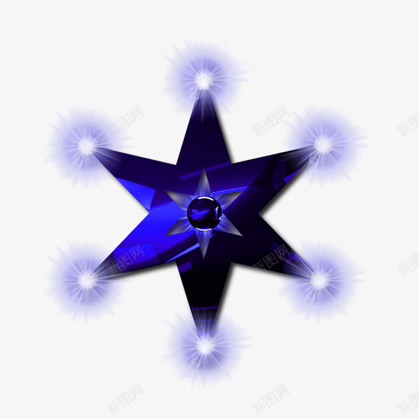蓝色六角星png免抠素材_新图网 https://ixintu.com 简单 蓝色 装饰品 钻石