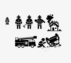 翻车消防人员救人场景图标高清图片