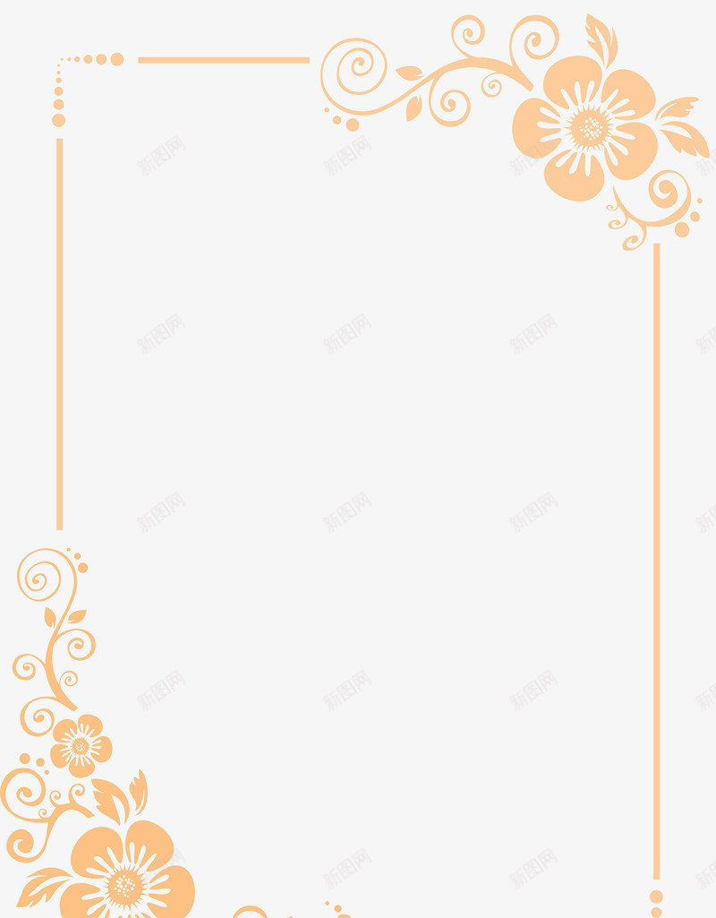 手绘简单花朵边框png免抠素材_新图网 https://ixintu.com 花朵 边框 黄色
