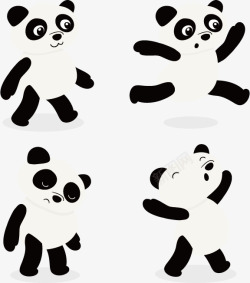 4款卡通熊猫矢量图素材