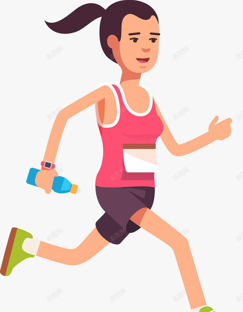 人物插画奔跑的女人png免抠素材_新图网 https://ixintu.com 人物插画 奔跑的女人 快速奔跑 拿着水瓶 跑步 跑步比赛