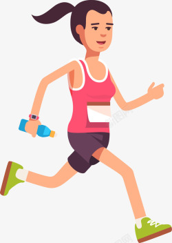 拿着水瓶人物插画奔跑的女人高清图片