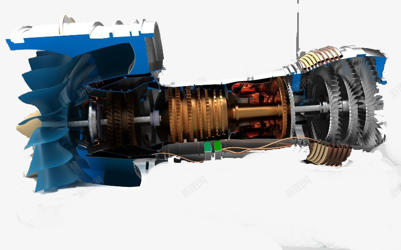 涡轮增压航空发动机png免抠素材_新图网 https://ixintu.com 发动机 涡轮 简约 设计 黄天