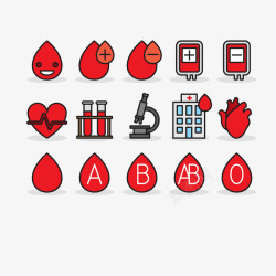 血型卡通简约红色卡通献血系列图标矢量图高清图片