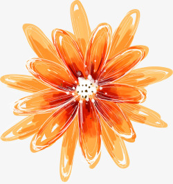 橙色油画花朵素材