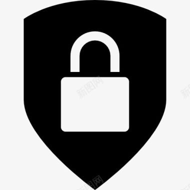 安全接口符号锁定的挂锁在盾构图标图标