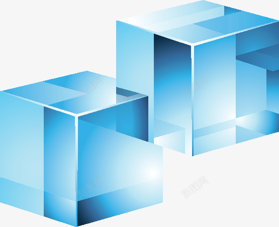 蓝色立体正长方体图标png_新图网 https://ixintu.com logo 图表 时尚 科技 立体