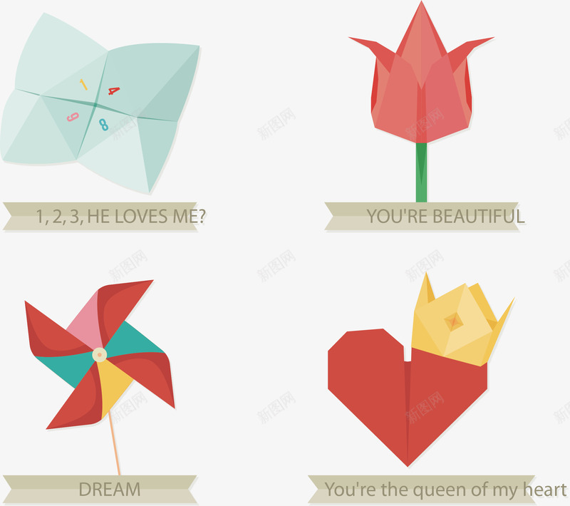 手绘折纸风车png免抠素材_新图网 https://ixintu.com 创意 卡通 可爱 彩色 手绘图 折纸 简单 风车