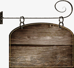 悬挂的棕色木牌欧式素材