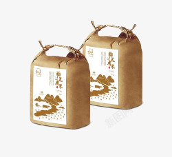 牛皮纸袋包裹的袋装米素材