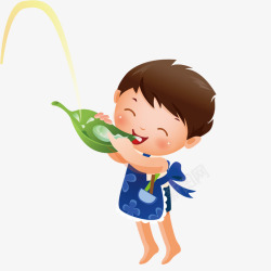 喝水儿童卡通喝水的小男孩高清图片