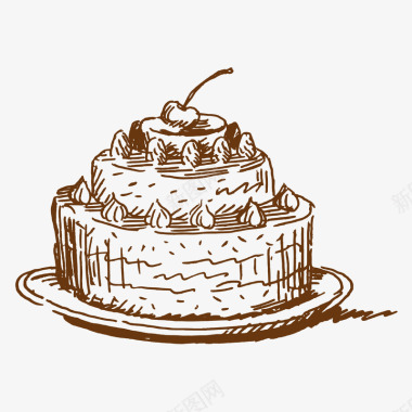 白色背景素材库手绘蛋糕图标图标