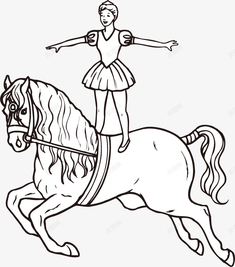 手绘简单线条人物png免抠素材_新图网 https://ixintu.com 女孩与马 平面 手绘 线条人物 艺术作品 飞奔的马