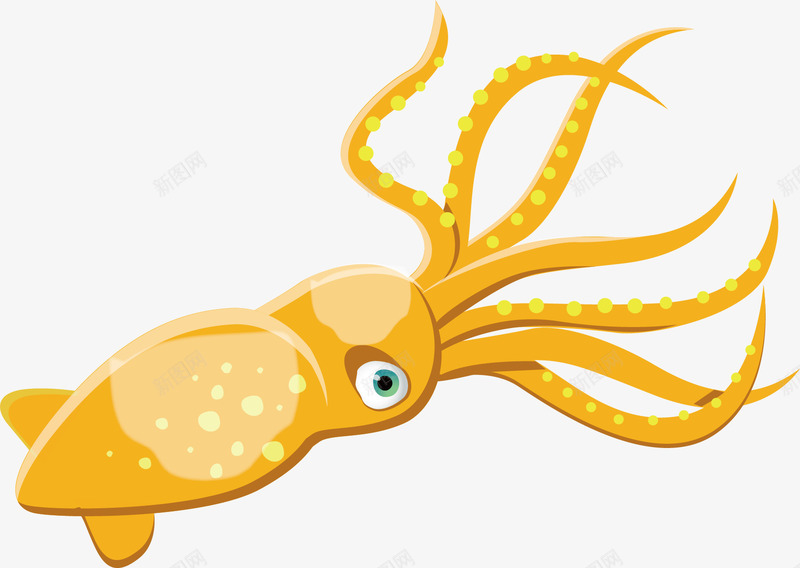 海底生物装饰png免抠素材_新图网 https://ixintu.com 光感生物 卡通简约 可爱 矢量图案 装饰图 黄色底纹