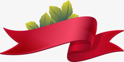 红飘带素材手绘红飘带绿叶高清图片