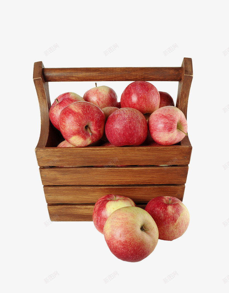 一篮红苹果png免抠素材_新图网 https://ixintu.com 新鲜水果 木篮子 水果 水果篮 红苹果 苹果