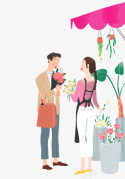 店员情侣浪漫装饰花店标志图高清图片