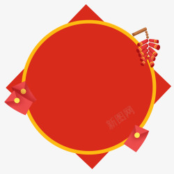 红包卡通圆形喜庆边框高清图片