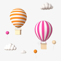热气球云朵热气球C4D高清图片