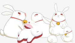 中秋超市装饰中秋节卡通手绘兔子合集高清图片